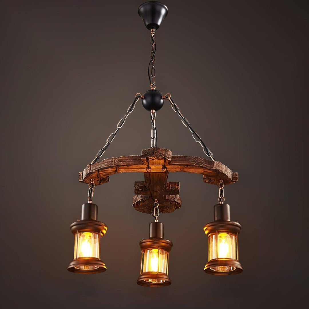 Nautical Industrial Style Wooden Ceiling fixture Chandelier