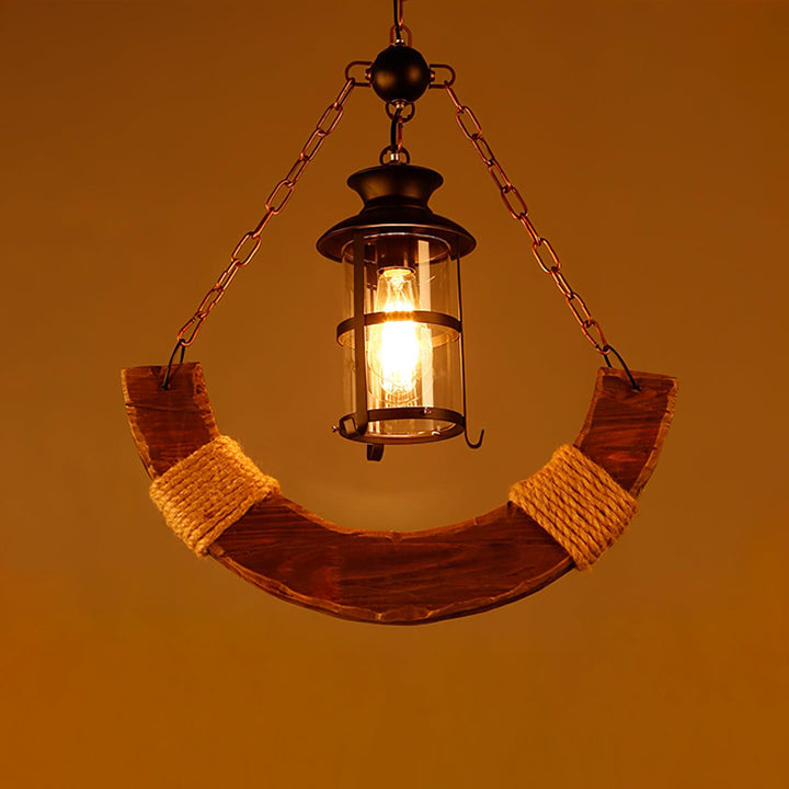Nautical Industrial Style Wooden Ceiling fixture Chandelier