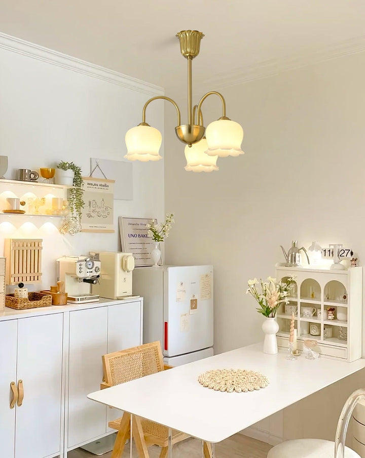 Orchids Brass Gasolier Chandelier