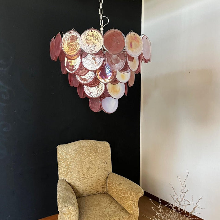 Pink Murano Disc Pendant light Chandelier