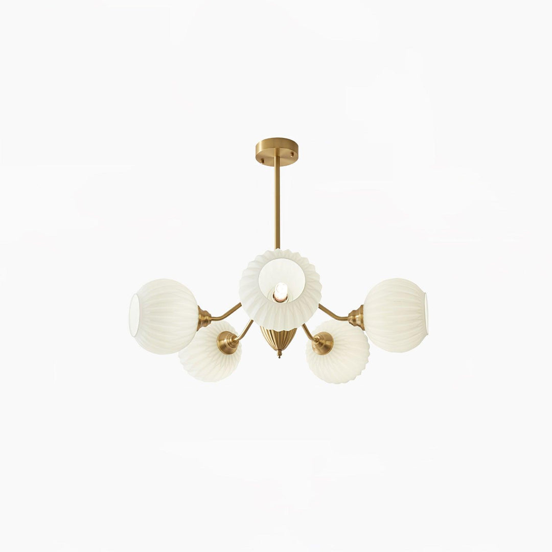 Ribbed Glass Ball Electrolier Chandelier