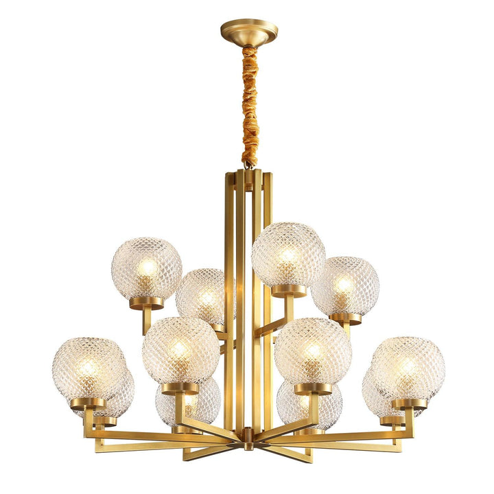 Ribbed Glass Brass Ceiling fixture Chandelier
