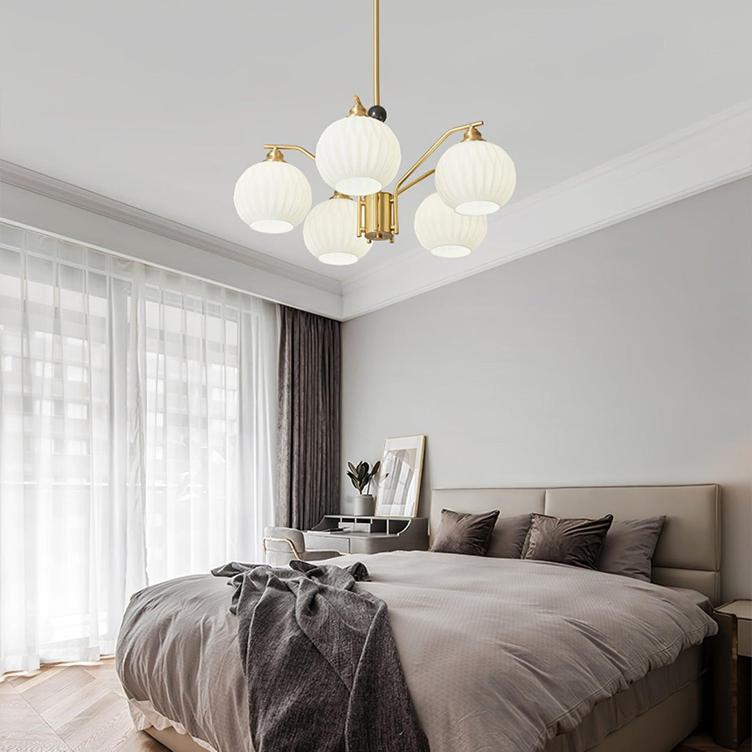 Ribbed Glass Gold Ceiling fixture Chandelier