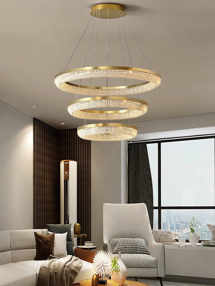 Round Ring Crystal Crown Chandeliers