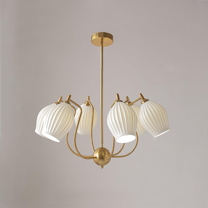 Ceramic Ribbed Chandelier