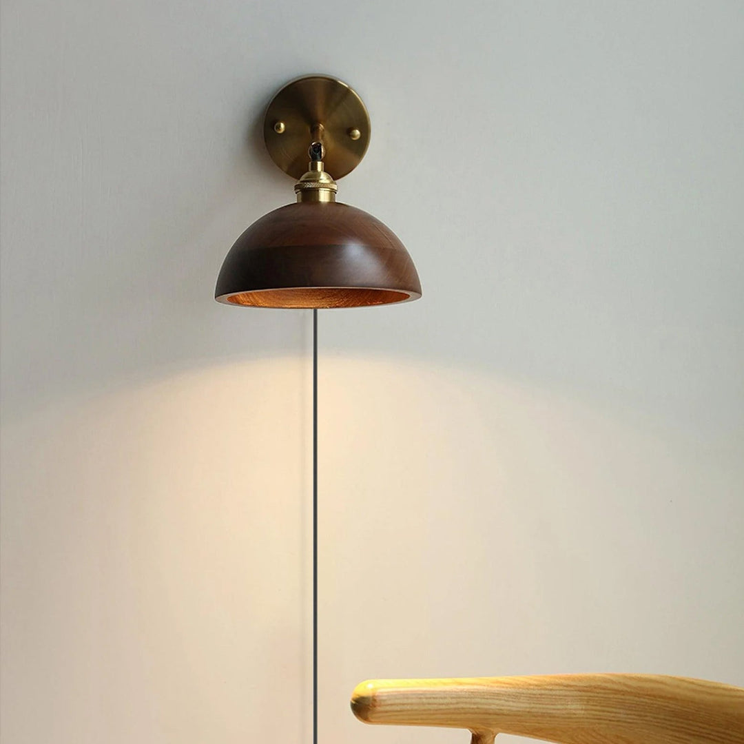 Vintage Wood Plug-in Sconce Wall Lamp
