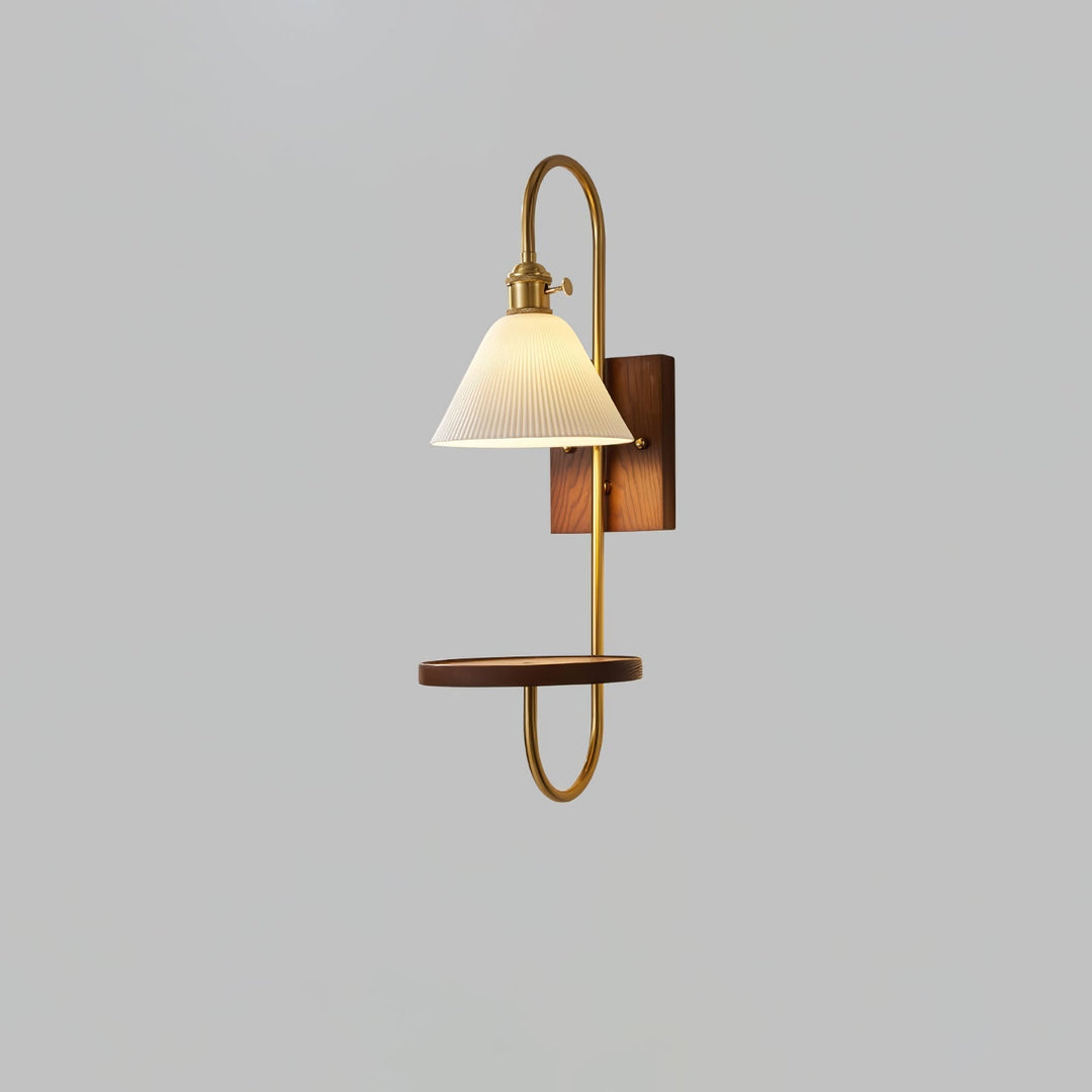 Walnut Shelf Wall light fixture Sconce