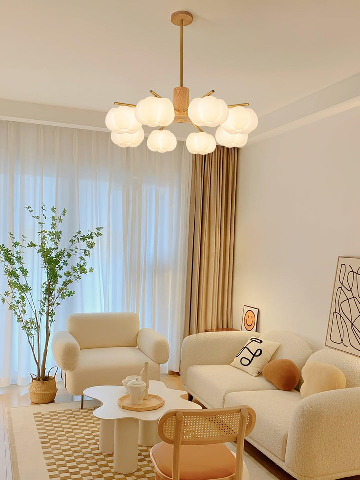 Wooden Cotton Balls Candelabrum Chandelier
